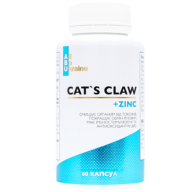 Котячий кіготь з вітаміном С та цинком Cat's Claw ABU, 60 капсул
